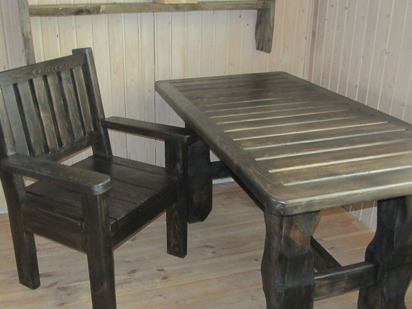 Деревянный стол, стулья, кресла в баню, на дачу или базу отдыха