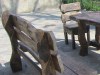 Стулья, стол и скамейка из брашированной сосновой доски в стиле "рустик"
