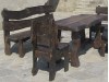 Стулья, стол и скамейка из брашированной сосновой доски в стиле "рустик"